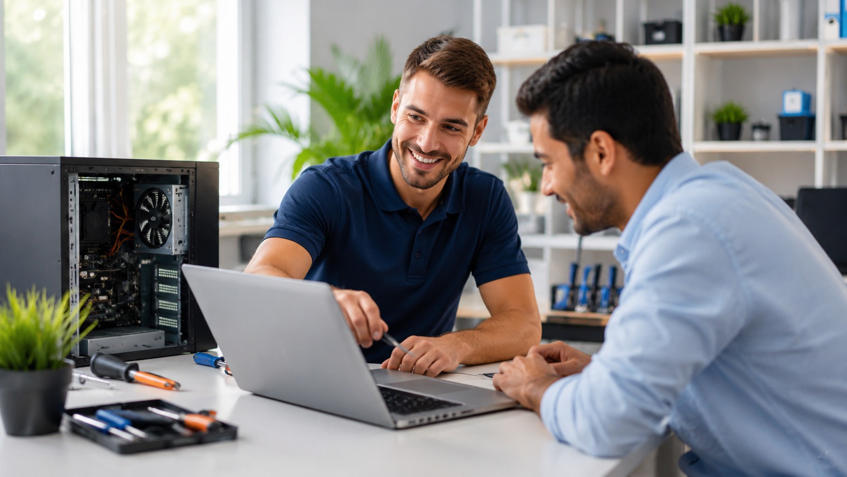 Equipe Maresty prestando atendimento técnico