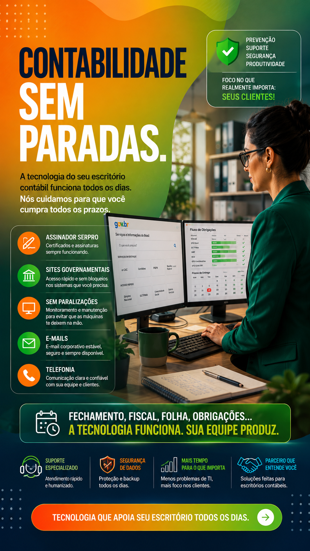 Contabilidade sem paradas — suporte para escritórios contábeis